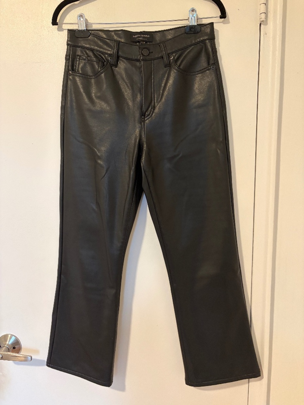 Banana republic black faux leather cropped bootcut pants size 27